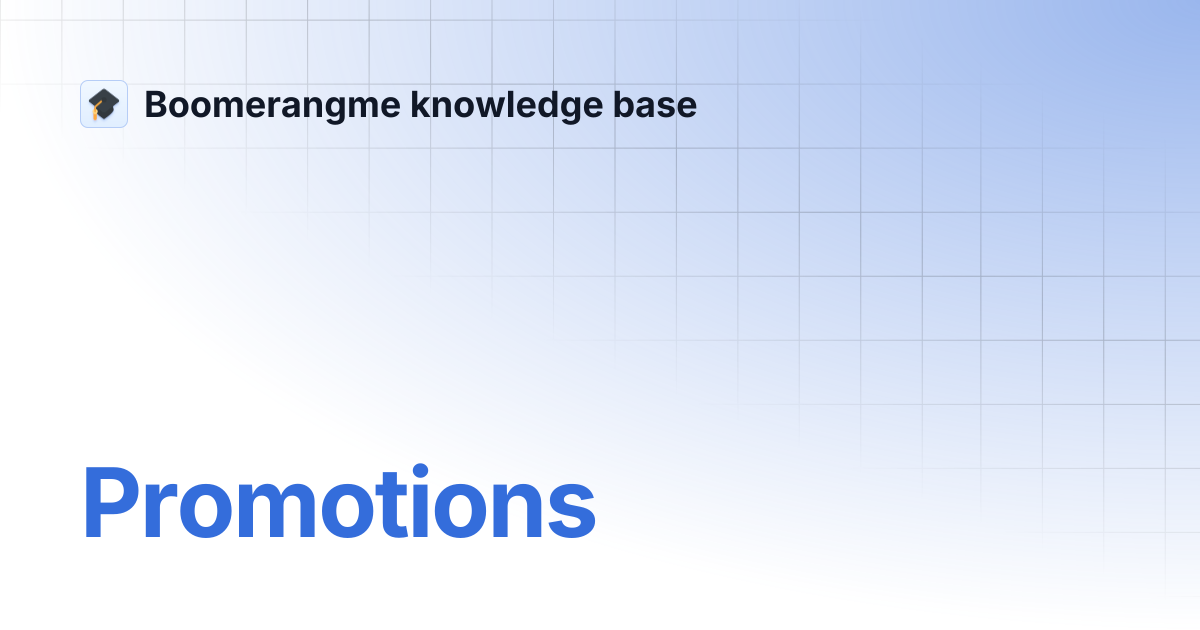 Promotions | Boomerangme knowledge base