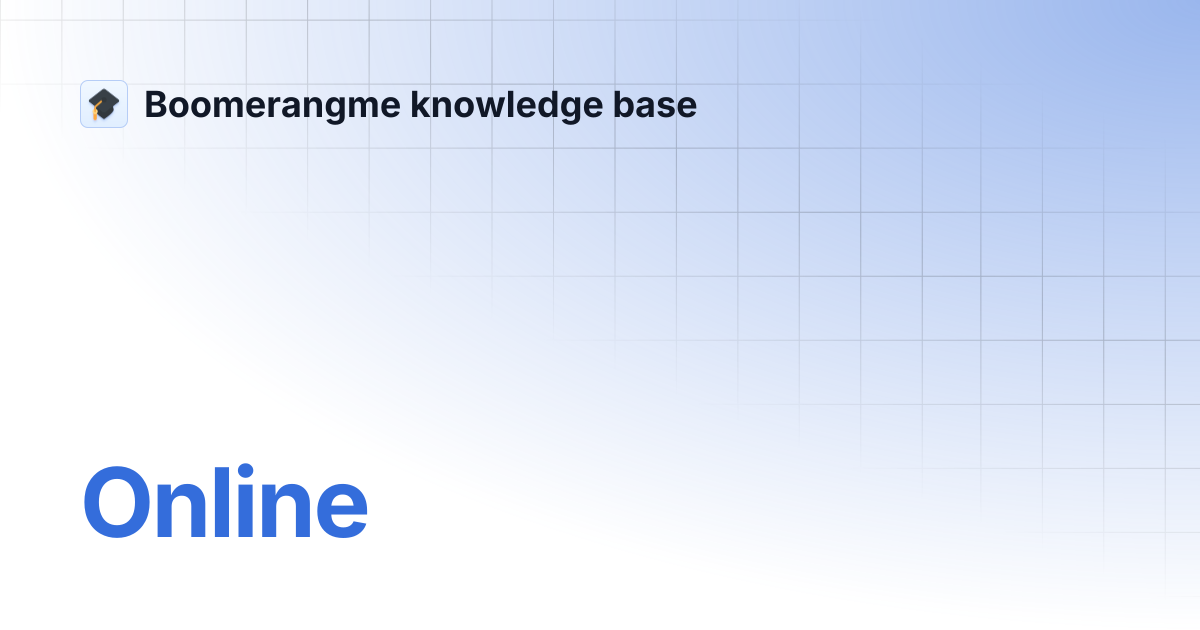Online | Boomerangme knowledge base