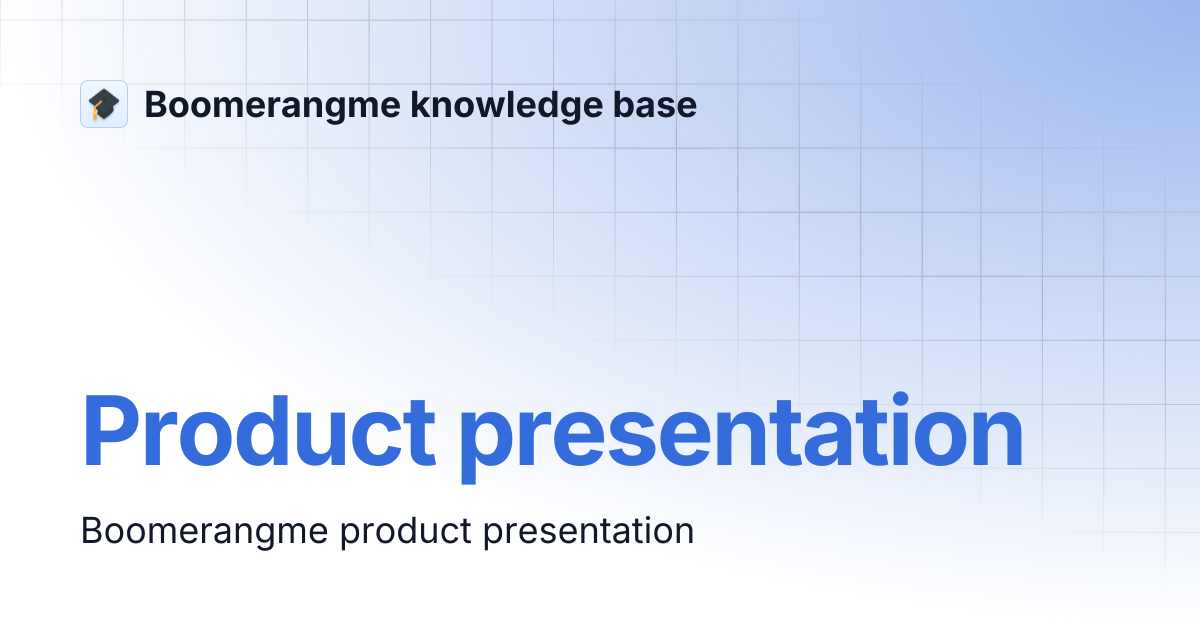 Product presentation | Boomerangme knowledge base